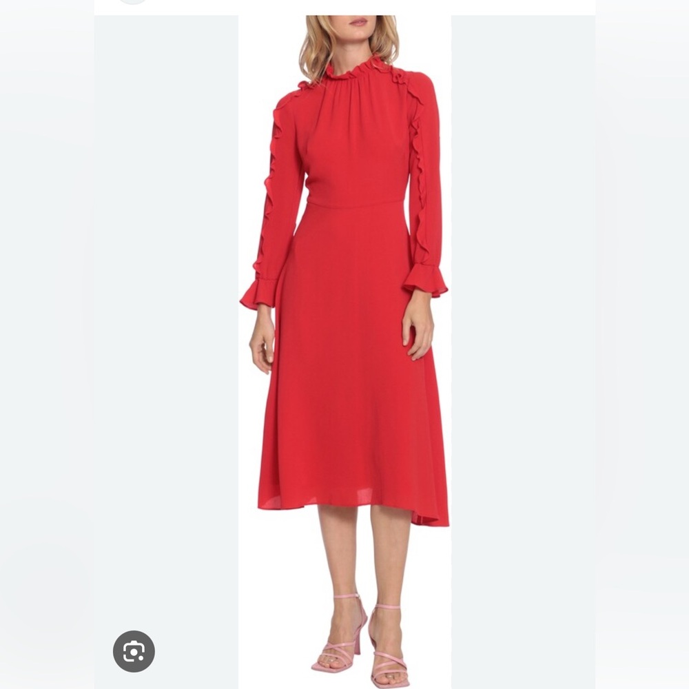 Donna Morgan Red Long Sleeve Dress